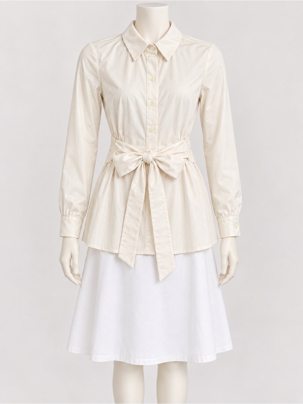Classic Cream Tie-Waist Shirt